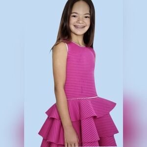 Girls' Pink Tiered Ruffle Casual Dress